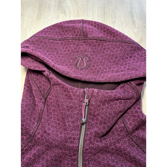 Lululemon Scuba Hoodie Star Pixel Raspberry Bordeaux Drama Size 10 - Picture 4 of 8